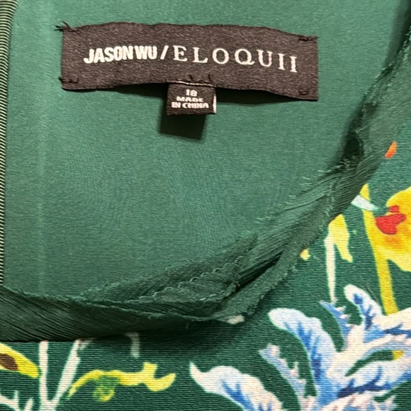 JASON WU Eloquii So Little Thyme Midi Floral Print Green Dress Size 18 Party - Picture 4 of 8